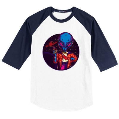 Cool Alien Headset Baseball Sleeve Shirt