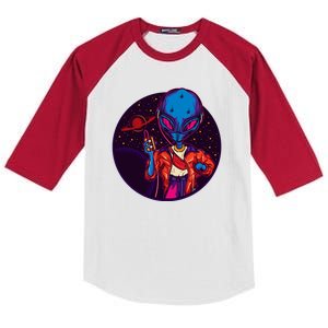 Cool Alien Headset Kids Colorblock Raglan Jersey