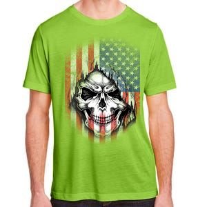 Cool American Flag Skull Graphic Adult ChromaSoft Performance T-Shirt