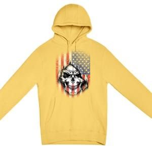 Cool American Flag Skull Graphic Premium Pullover Hoodie