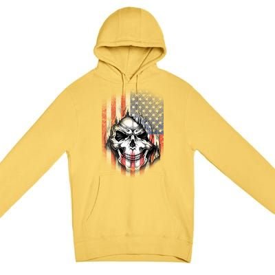 Cool American Flag Skull Graphic Premium Pullover Hoodie