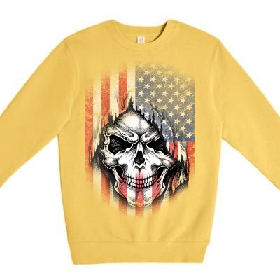 Cool American Flag Skull Graphic Premium Crewneck Sweatshirt