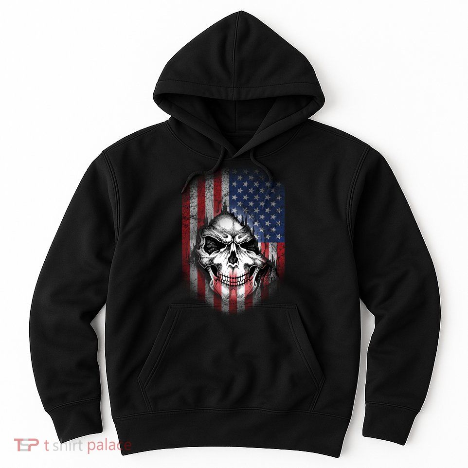 Cool American Flag Skull Graphic Hoodie