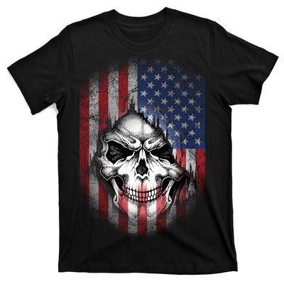 Cool American Flag Skull Graphic T-Shirt