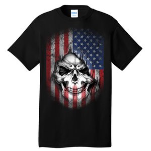 Cool American Flag Skull Graphic Tall T-Shirt