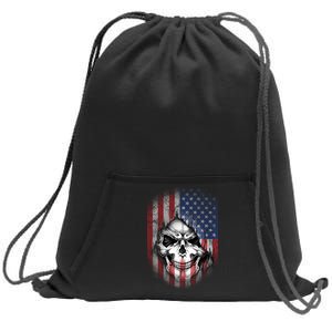 Cool American Flag Skull Graphic Sweatshirt Cinch Pack Bag