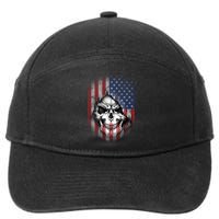 Cool American Flag Skull Graphic 7-Panel Snapback Hat