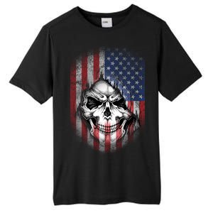 Cool American Flag Skull Graphic Tall Fusion ChromaSoft Performance T-Shirt