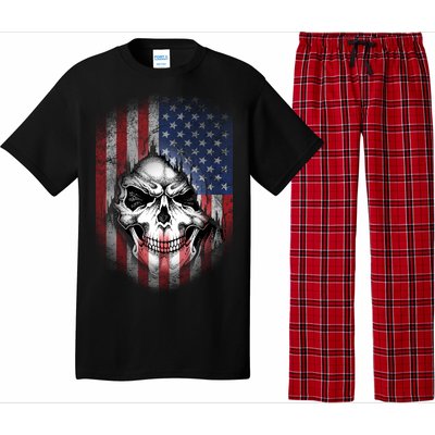 Cool American Flag Skull Graphic Pajama Set