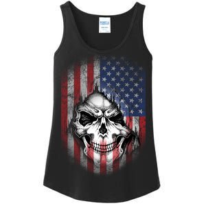 Cool American Flag Skull Graphic Ladies Essential Tank