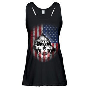 Cool American Flag Skull Graphic Ladies Essential Flowy Tank