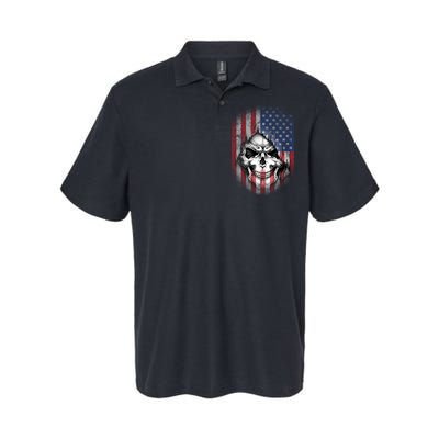 Cool American Flag Skull Graphic Softstyle Adult Sport Polo