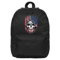 Cool American Flag Skull Graphic 16 in Basic Backpack