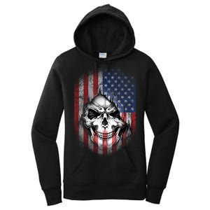 Cool American Flag Skull Graphic Women's Pullover Hoodie