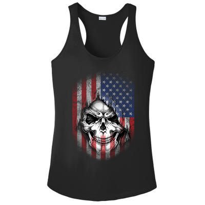Cool American Flag Skull Graphic Ladies PosiCharge Competitor Racerback Tank