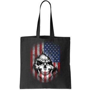 Cool American Flag Skull Graphic Tote Bag