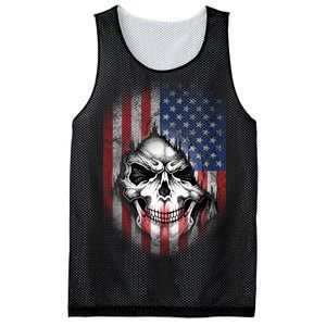 Cool American Flag Skull Graphic Mesh Reversible Basketball Jersey Tank