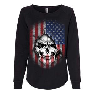 Cool American Flag Skull Graphic Womens California Wash Sweatshirt