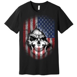 Cool American Flag Skull Graphic Premium T-Shirt