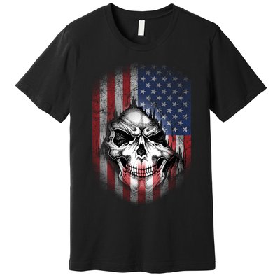 Cool American Flag Skull Graphic Premium T-Shirt