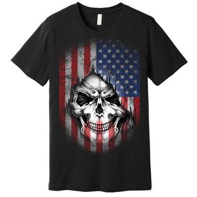 Cool American Flag Skull Graphic Premium T-Shirt