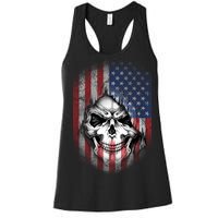 Cool American Flag Skull Graphic Women's Racerback Tank