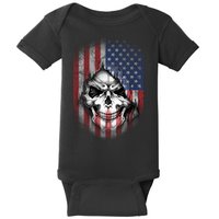 Cool American Flag Skull Graphic Baby Bodysuit