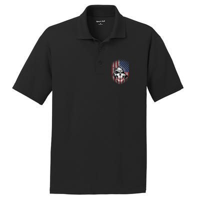 Cool American Flag Skull Graphic PosiCharge RacerMesh Polo