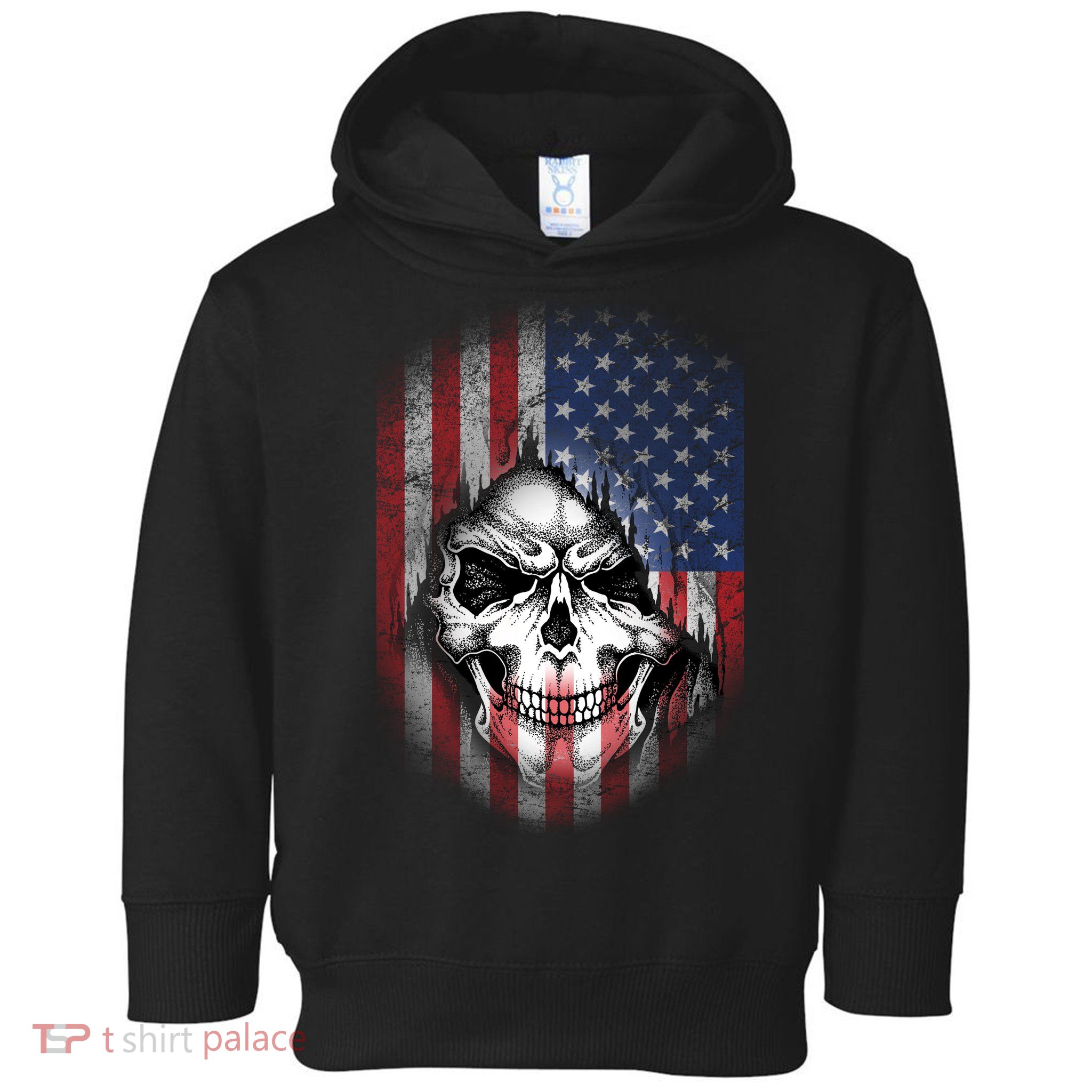Cool American Flag Skull Graphic Toddler Hoodie