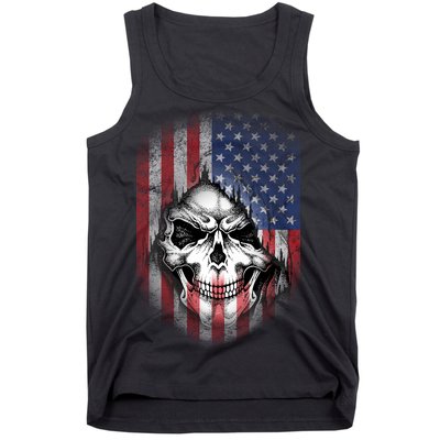 Cool American Flag Skull Graphic Tank Top