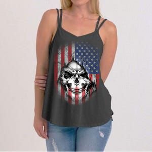 Cool American Flag Skull Graphic Women's Strappy Tank