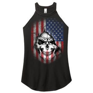 Cool American Flag Skull Graphic Women's Perfect Tri Rocker Tank