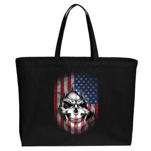 Cool American Flag Skull Graphic Cotton Canvas Jumbo Tote