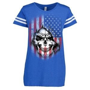 Cool American Flag Skull Graphic Enza Ladies Jersey Football T-Shirt