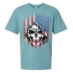 Cool American Flag Skull Graphic Sueded Cloud Jersey T-Shirt