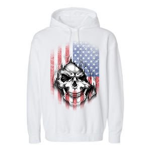 Cool American Flag Skull Graphic Garment-Dyed Fleece Hoodie