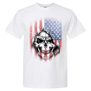 Cool American Flag Skull Graphic Garment-Dyed Heavyweight T-Shirt