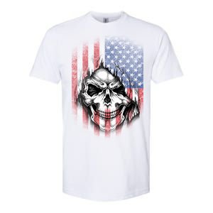 Cool American Flag Skull Graphic Softstyle CVC T-Shirt