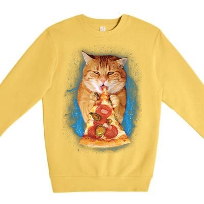 Cool and Funny Pizza Cat Premium Crewneck Sweatshirt