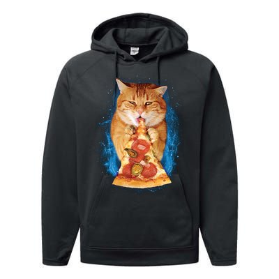 Cool and Funny Pizza Cat Performance Fleece Hoodie