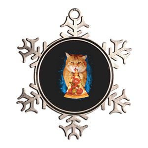 Cool and Funny Pizza Cat Metallic Star Ornament