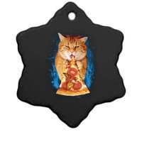 Cool and Funny Pizza Cat Ceramic Star Ornament