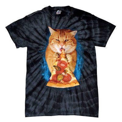 Cool and Funny Pizza Cat Tie-Dye T-Shirt