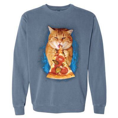 Cool and Funny Pizza Cat Garment-Dyed Sweatshirt