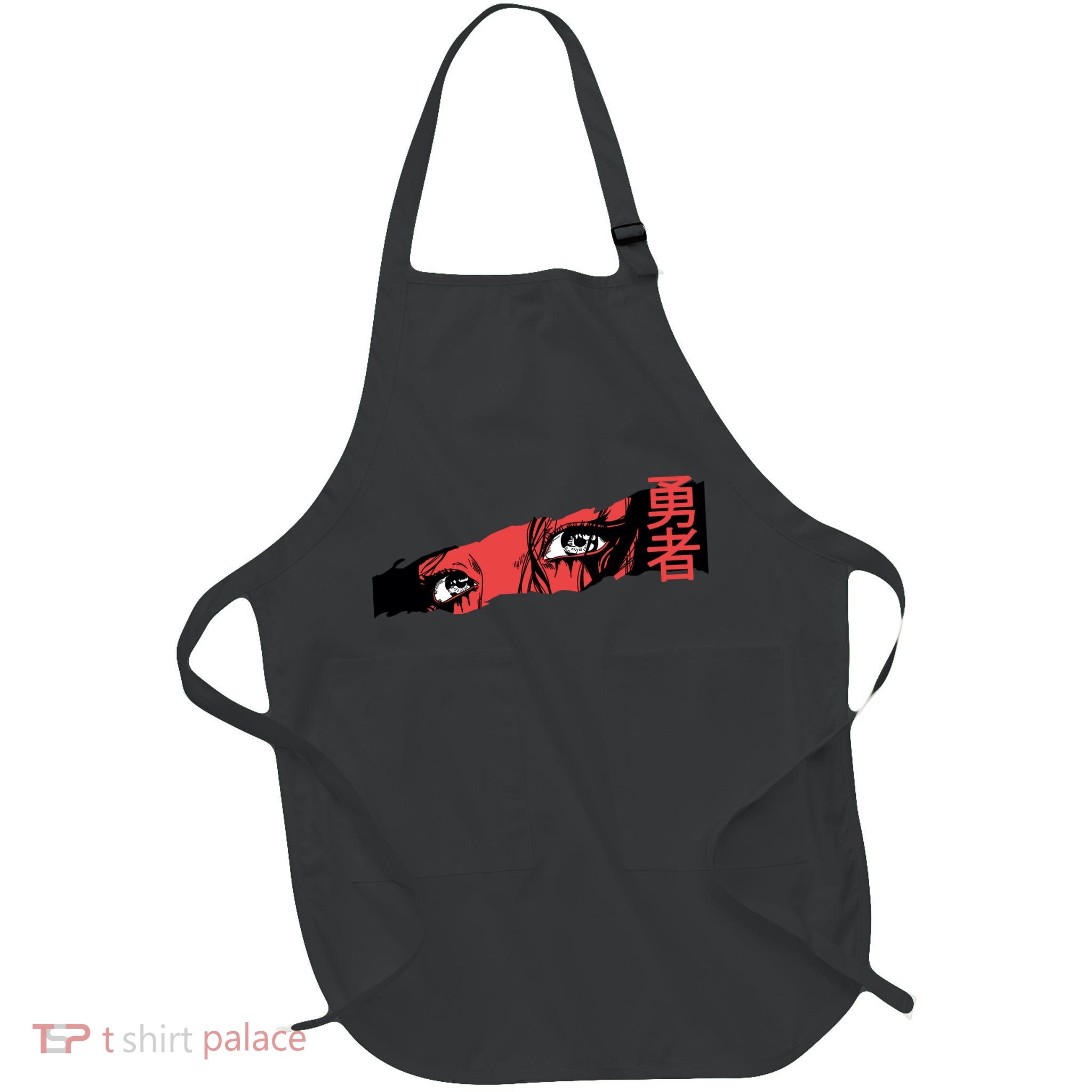Cool Anime Style Eyes Full-Length Apron With Pockets