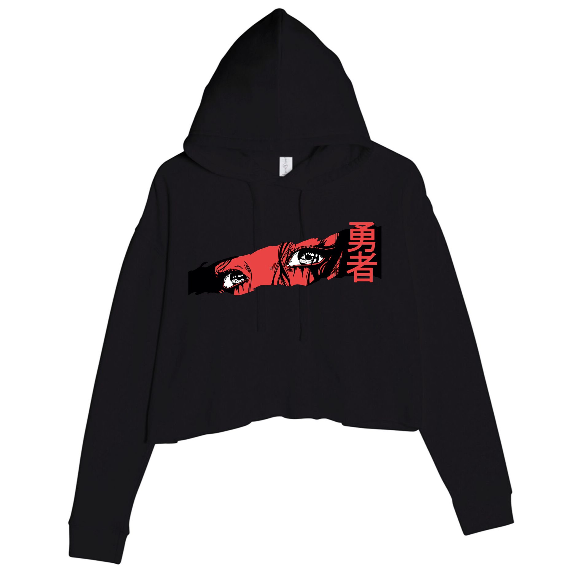 Cool Anime Style Eyes Crop Fleece Hoodie
