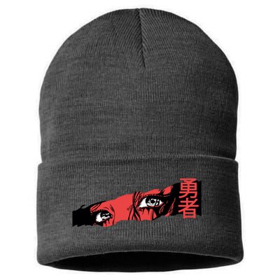 Cool Anime Style Eyes Sustainable Knit Beanie