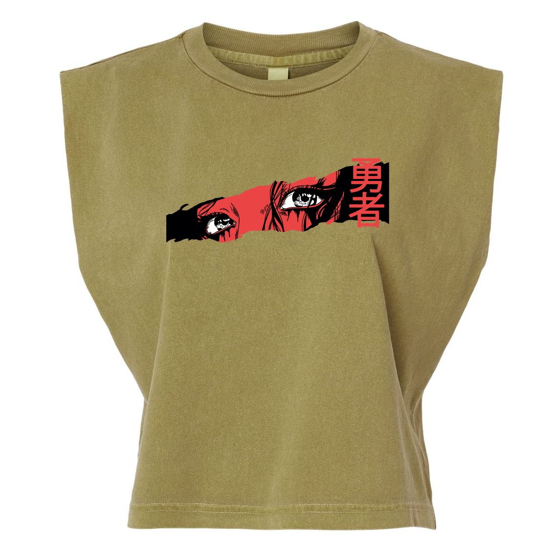 Cool Anime Style Eyes Garment-Dyed Women's Muscle Tee