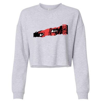 Cool Anime Style Eyes Cropped Pullover Crew