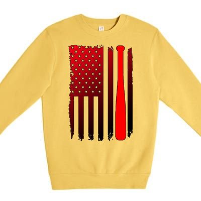 Cool Baseball Bat American Flag USA Premium Crewneck Sweatshirt